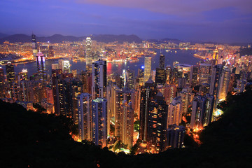 A Panoramic Skyline of Hong Kong City from the Peak. - 10374606