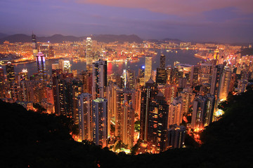 A Panoramic Skyline of Hong Kong City from the Peak. - 10374614