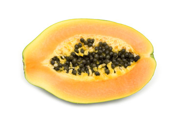 slice fresh papaya on white background
