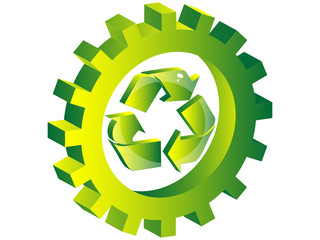 recycling symbol inside of gear