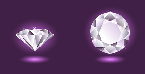 Obraz premium Vector diamond on purple background