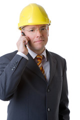 Young and successful architect. Full isolated studio picture