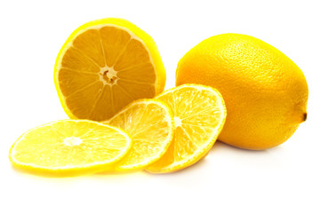 ripe juicy lemons on white. Isolation. Shallow DOF