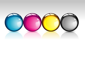 CMYK: boules effet 3D quadrichromiques