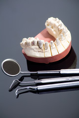 Special dentist tools mirros, hook ad a prosthesis