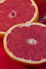 food series: fresh ripe red sliced grapefruit