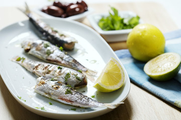 plate of grilled sardines