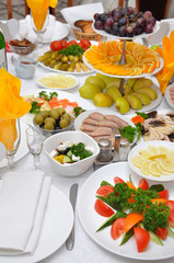 table served with various dishes