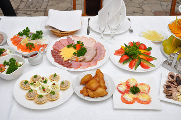 table served with various dishes