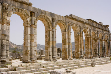 Temple facade at Volubilis, Morocco