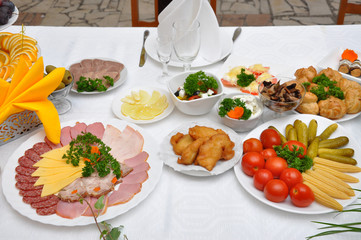 table served with various dishes