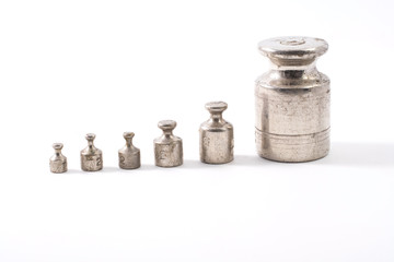 Old weights isolated on white background