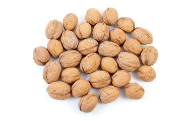 Some walnuts isolated on the white background
