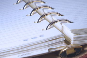 closeup of blank opened notebook