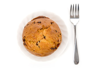 Muffin with white background, close up