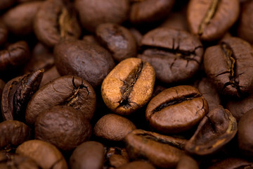 background made with coffee beans. landscape orientation.