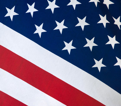 A closeup image of an american flag