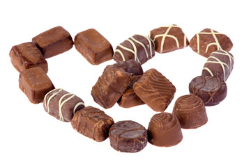chocolate  heart on white