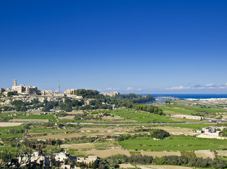 Fototapeta premium Mtarfa heights and surrounding landscape