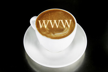 A cappucino with www in the froth