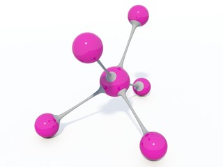 Pink molecule isolated on white
