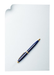 pen on paper page with curl