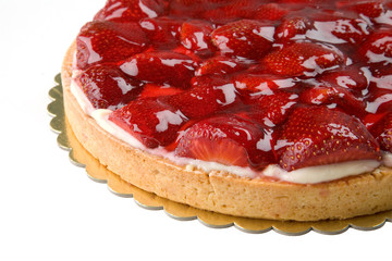 cheese cake with strawberries and almonds