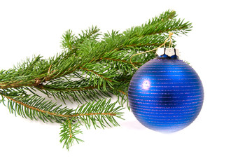 Christmas glass ball hanging on the tree