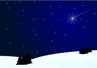 blue merry christmas landscape, background star