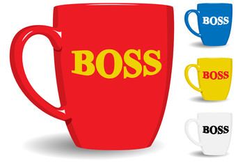 Mug for big boss. Fun. Vector illustration.