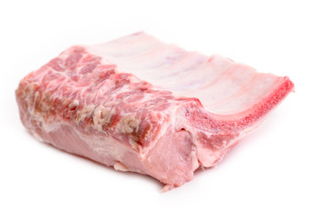 Raw pork spare ribs isolated on white