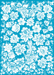 Fototapeta premium White ornament on blue