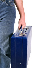 Man with blue briefcase