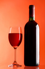 Glass and bottle of wine