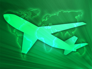 Fototapeta na wymiar Illustration of an airplane showing air travel