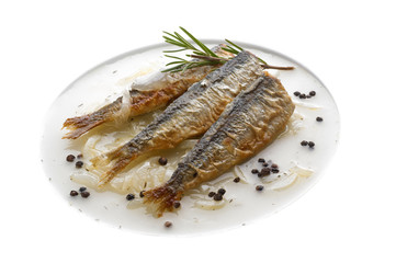 Baked sardines in onion sauce