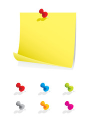 Set of push pins with note paper