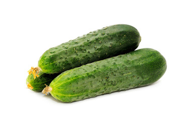 green cucumbers isolated on a white background