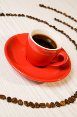 Red espresso coffee cup