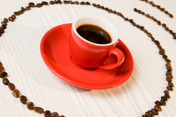 Red espresso coffee cup