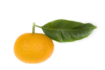 Fresh tangerine with leaf  isolated on white background