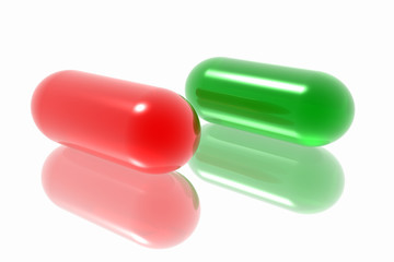 pills on white background