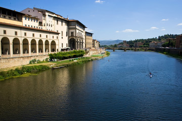 Obraz premium The view of Arno from ponte vecchio in Florence, Italy