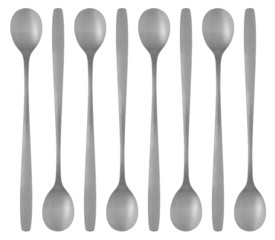 eight spoons isolated on white background