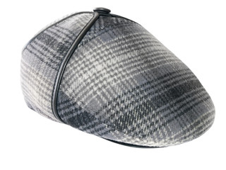 Fototapeta premium checked gray peaked cap isolated on white