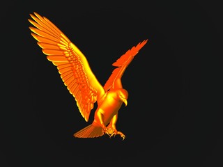 3D illustration of an eagle isolated over black