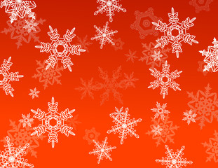 Red snowflake reflection, vector illustration