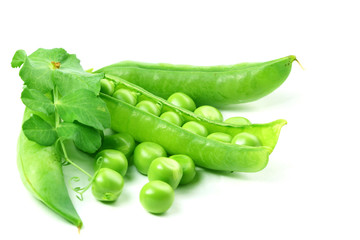 peas isolated on white background macro close up