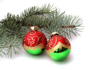 Fir Branch with Two Balls