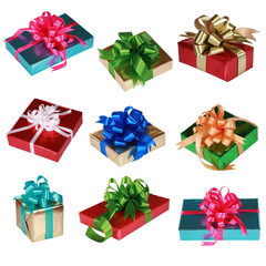 Collage of Nine colorful presents